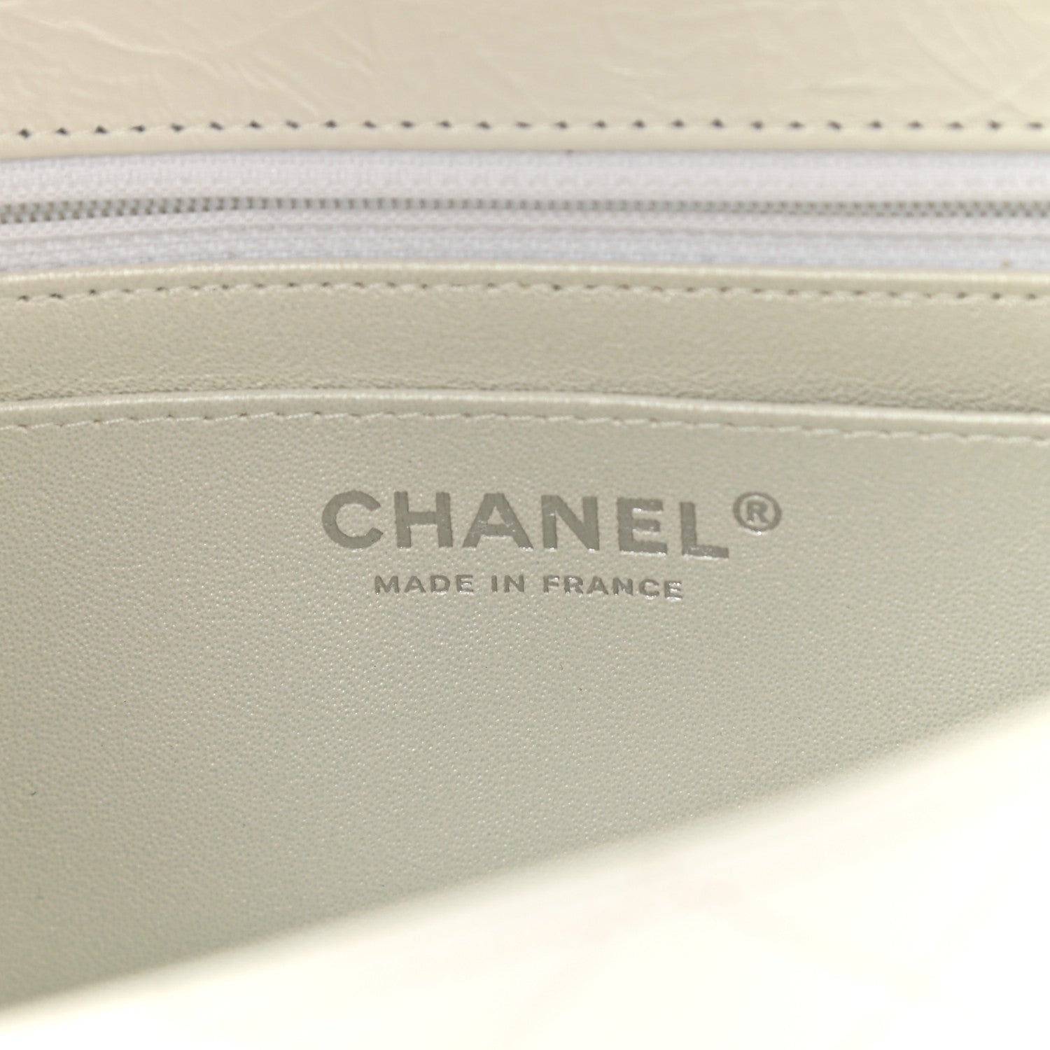 Chanel Iridescent Crumpled Calfskin Quilted Mini Rectangular Flap White 6 of 12