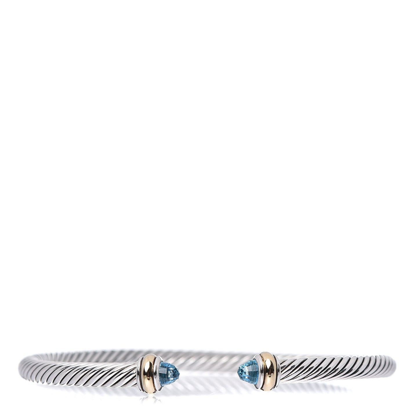Sterling Silver 18K Yellow Gold Blue Topaz 4mm Cable Classics Bracelet