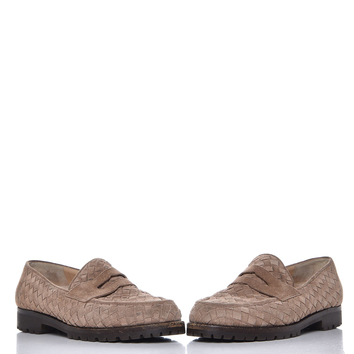 Bottega Veneta BOTTEGA Suede Intrecciato Penny Loafers 8.5 4 of 15