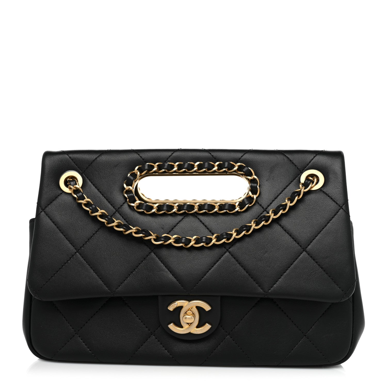 Chanel Lambskin Small A Real Catch Flap Bag Black 1 of 8