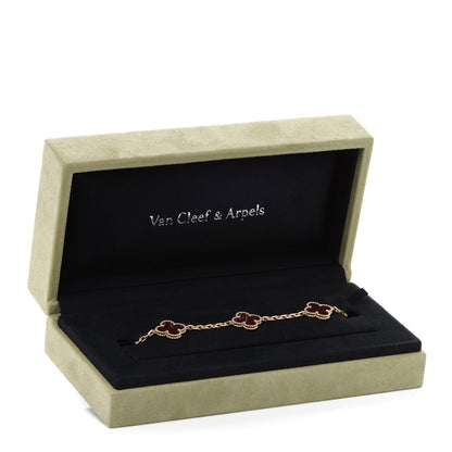 Van Cleef & Arpels 18K Yellow Gold Carnelian 5 Motifs Vintage Alhambra Bracelet 8 of 8