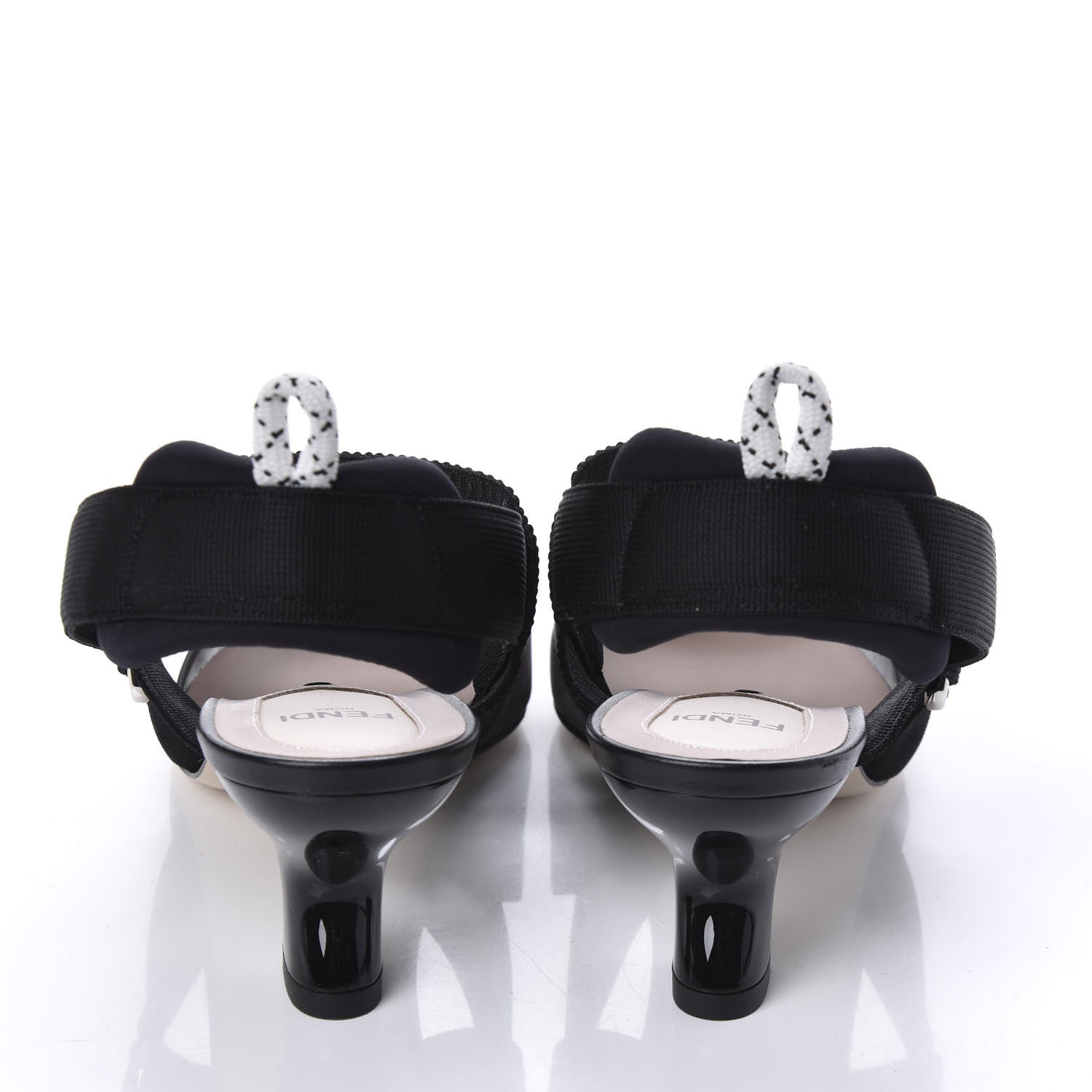 Fendi Technical Mesh FF Colibri 55mm Slingback Pumps 37 Black 6 of 9