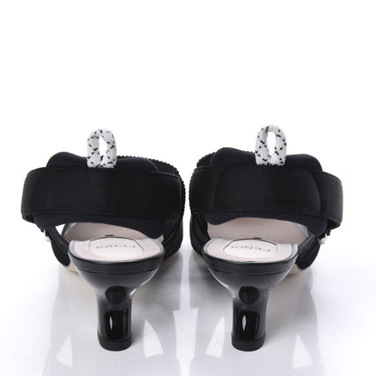 Fendi Technical Mesh FF Colibri 55mm Slingback Pumps 37 Black 6 of 9
