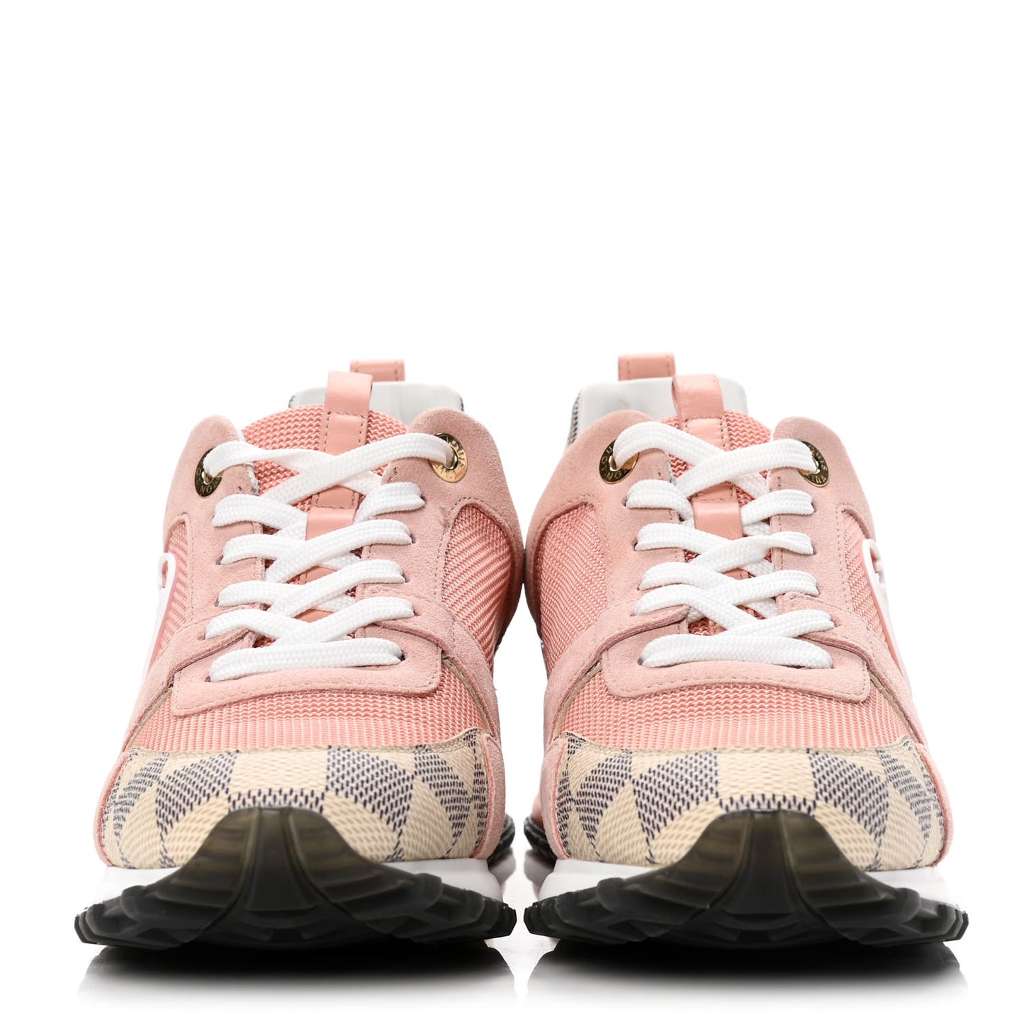 Suede Damier Azur Run Away Sneakers 36.5 Pink