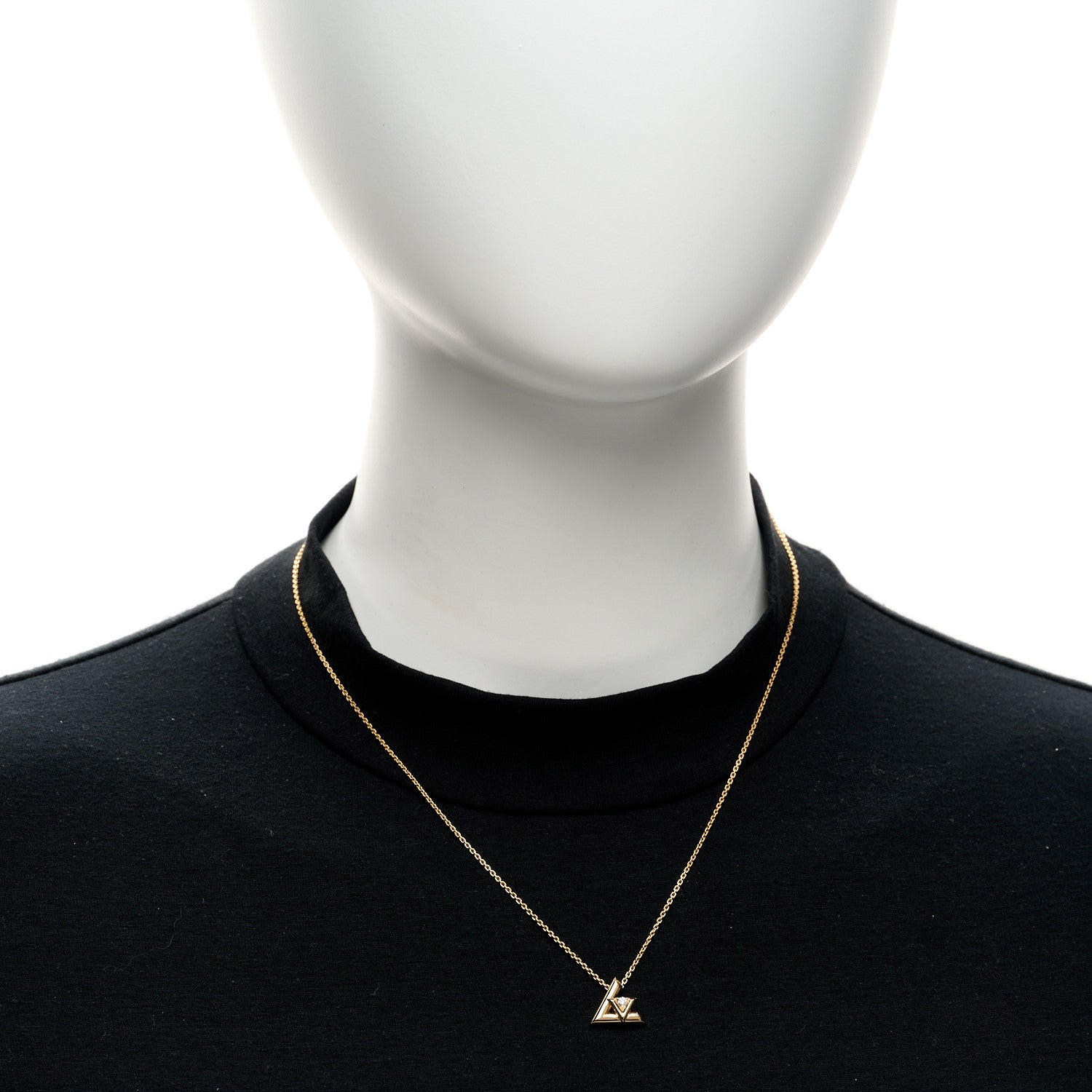 Louis Vuitton 18K Yellow Gold Diamond Small LV Volt One Pendant Necklace 2 of 6