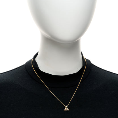 Louis Vuitton 18K Yellow Gold Diamond Small LV Volt One Pendant Necklace 2 of 6