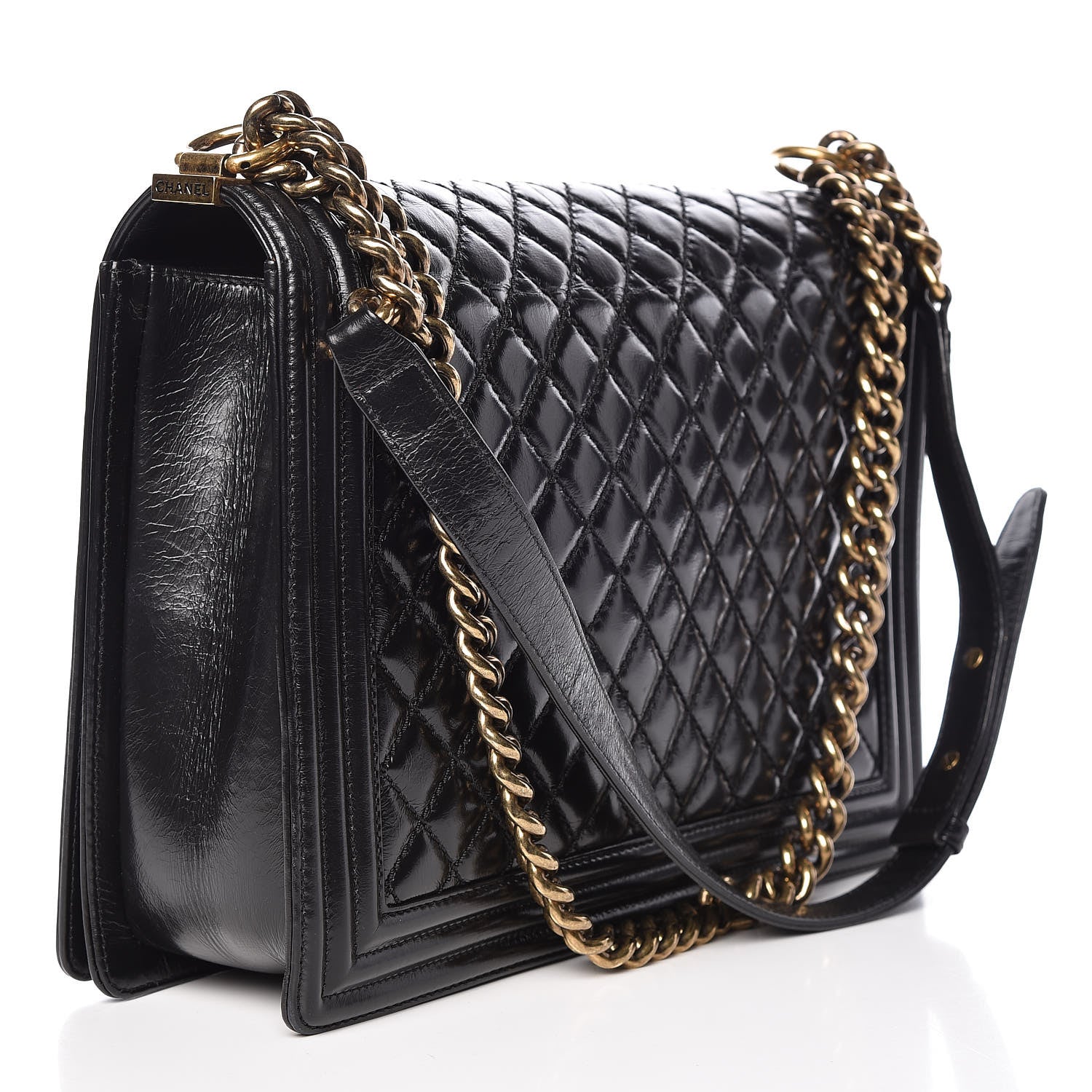 Chanel Glazed Calfskin Quilted Large Boy Flap Black 3 of 14