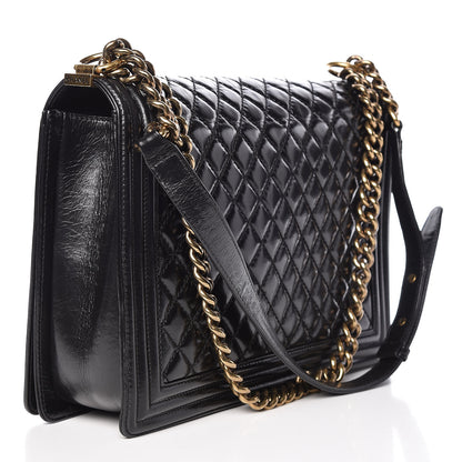 Chanel Glazed Calfskin Quilted Large Boy Flap Black 3 of 14