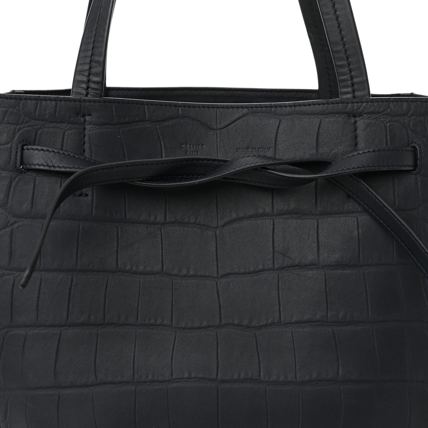 Crocodile Embossed Calfskin Medium Belt Cabas Phantom Navy