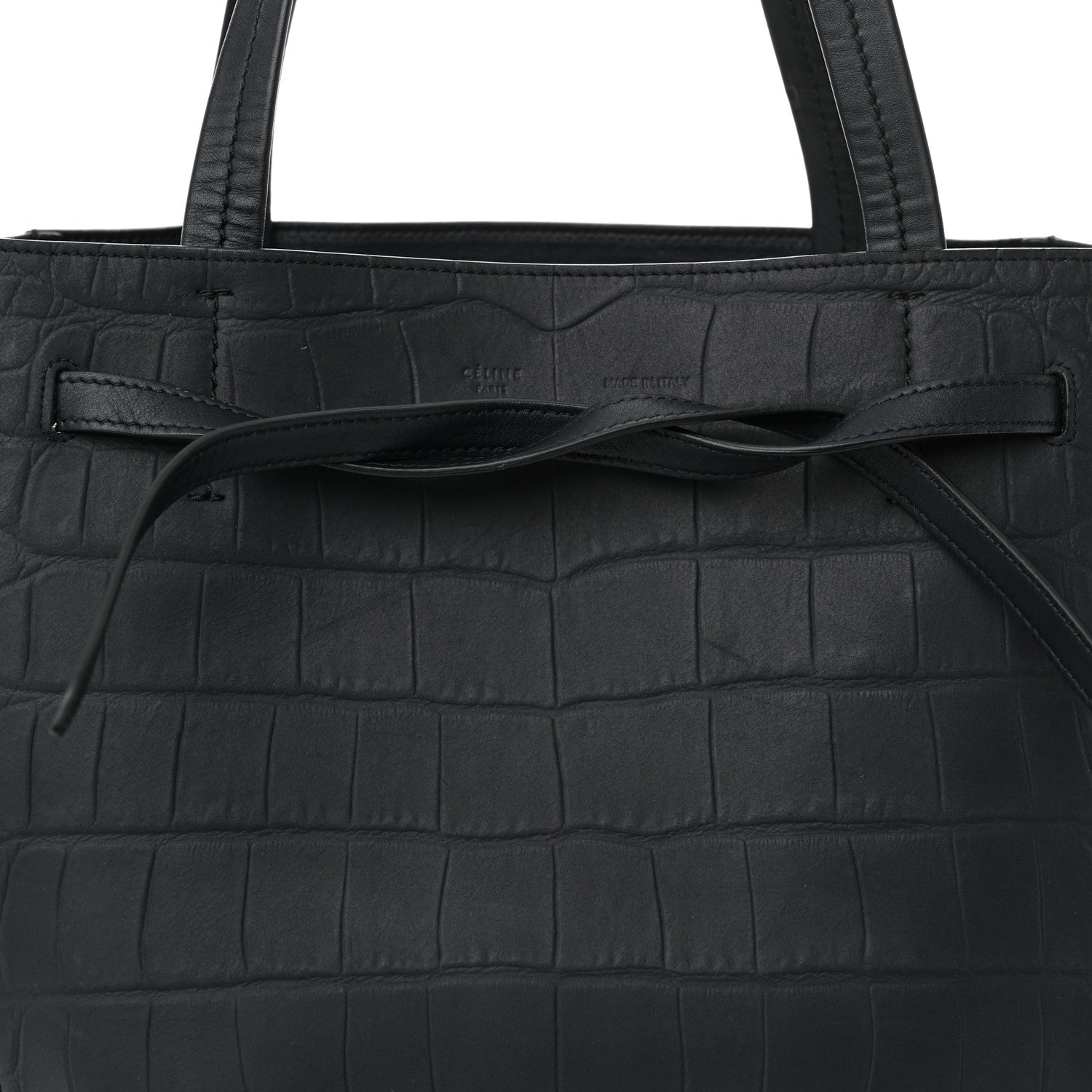 Celine Crocodile Embossed Calfskin Medium Belt Cabas Phantom Navy 7 of 11