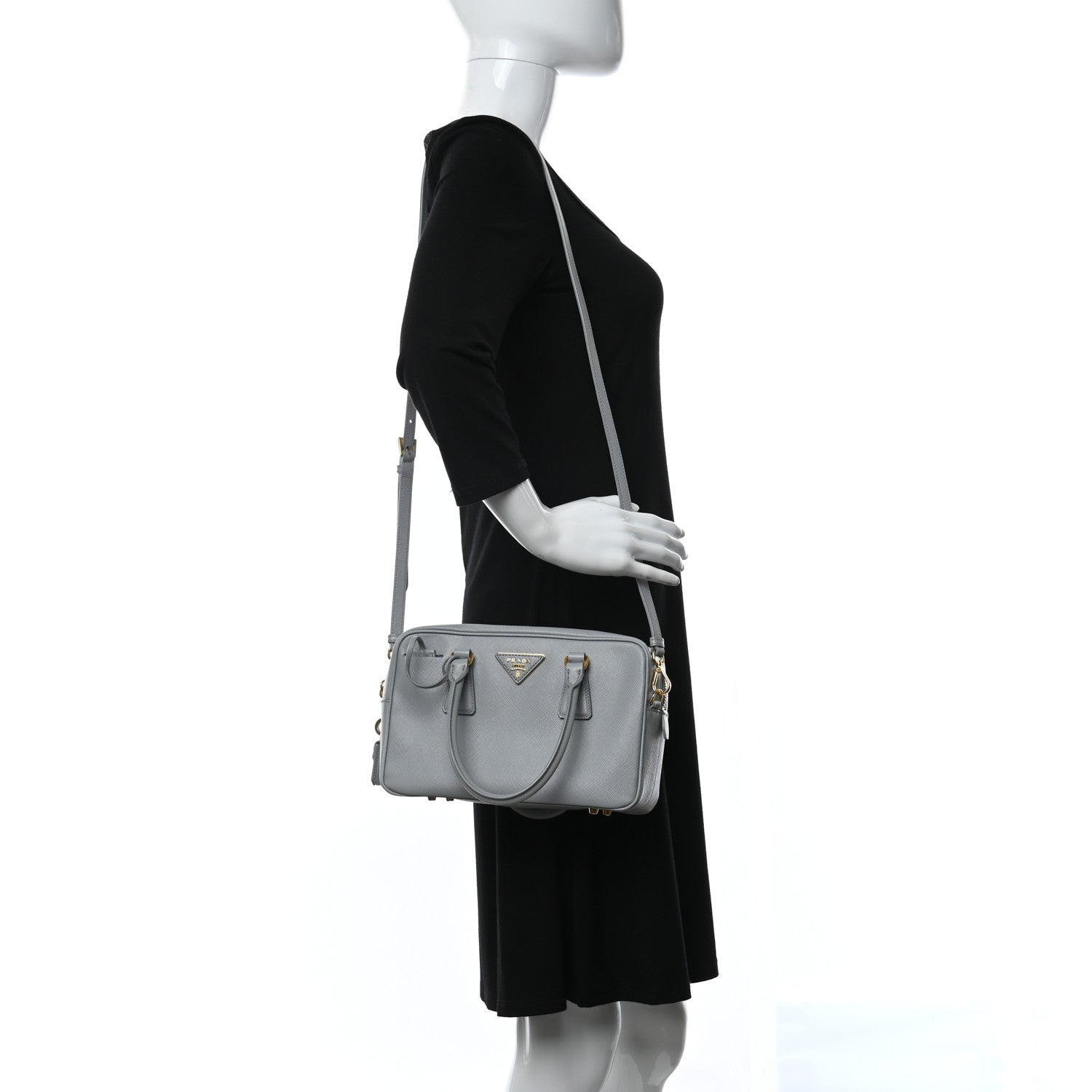 Prada Saffiano Lux Petite Bowler Nube 2 of 9