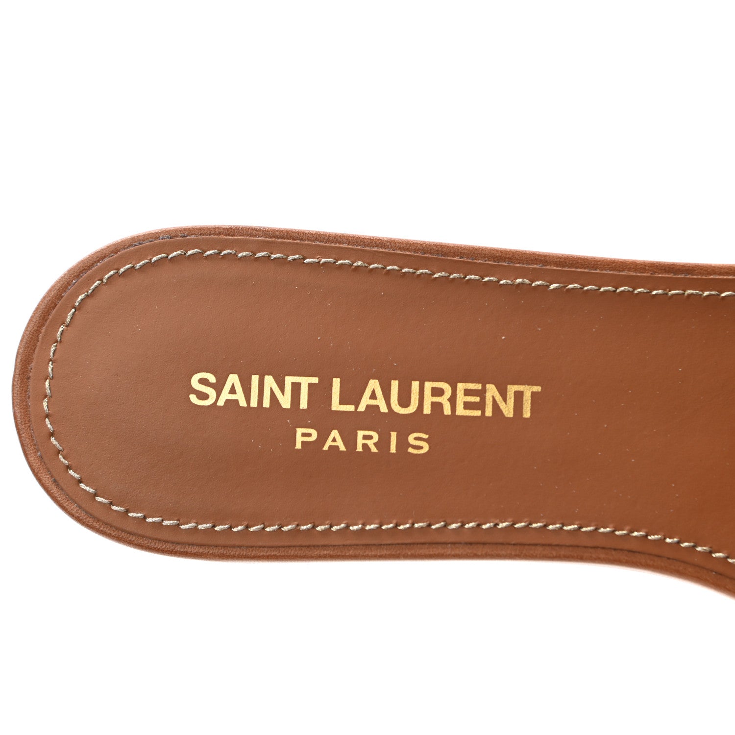 Saint Laurent Calfskin Tribute 05 Slide Sandals 38 Amber 7 of 8