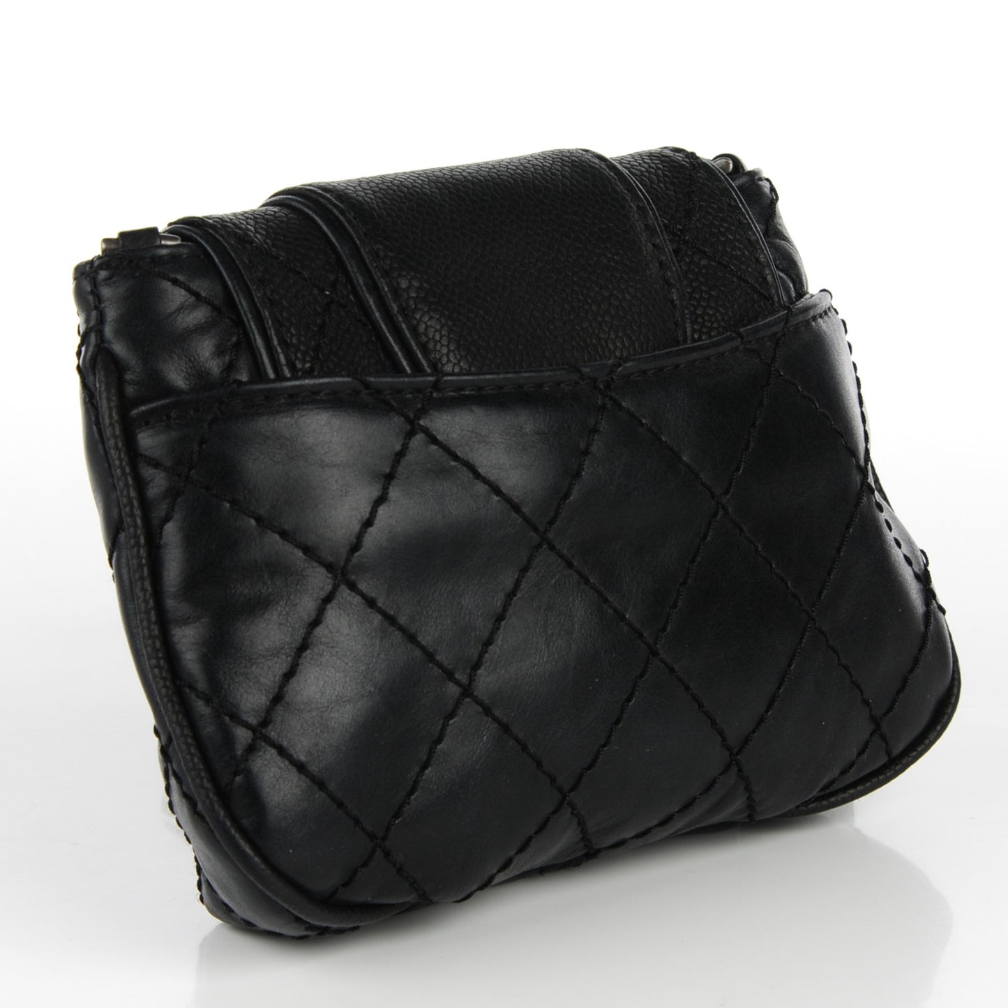 Caviar Calfskin Mini Bubble Graphic Messenger Bag Black