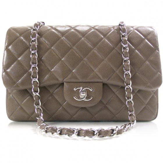 Chanel Caviar Jumbo Classic Flap Taupe 1 of 10