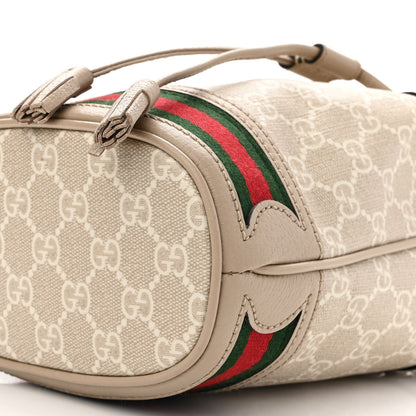 Gucci GG Supreme Monogram Textured Calfskin Web Mini Ophidia Bucket Bag Beige Mystic White Oatmeal 9 of 11