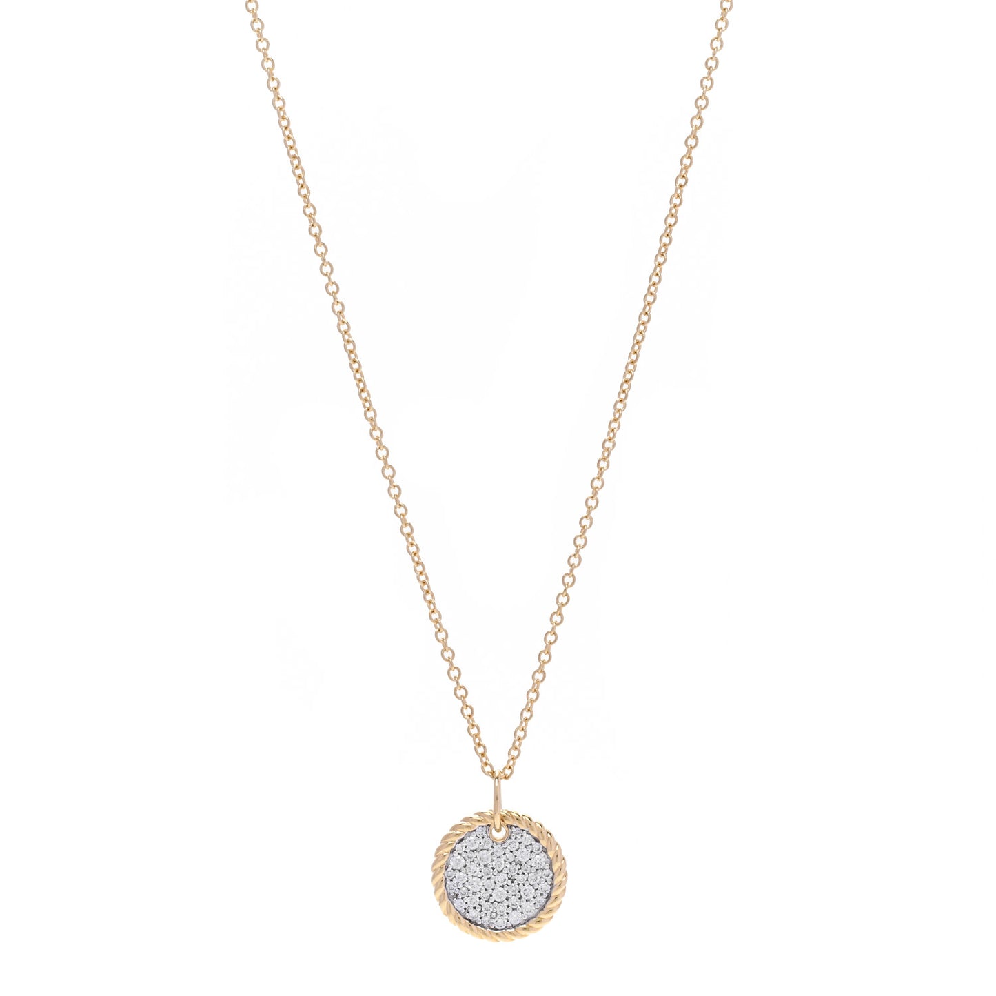 18K Yellow Gold Diamond Cable Collectibles Pave Charm Pendant Necklace