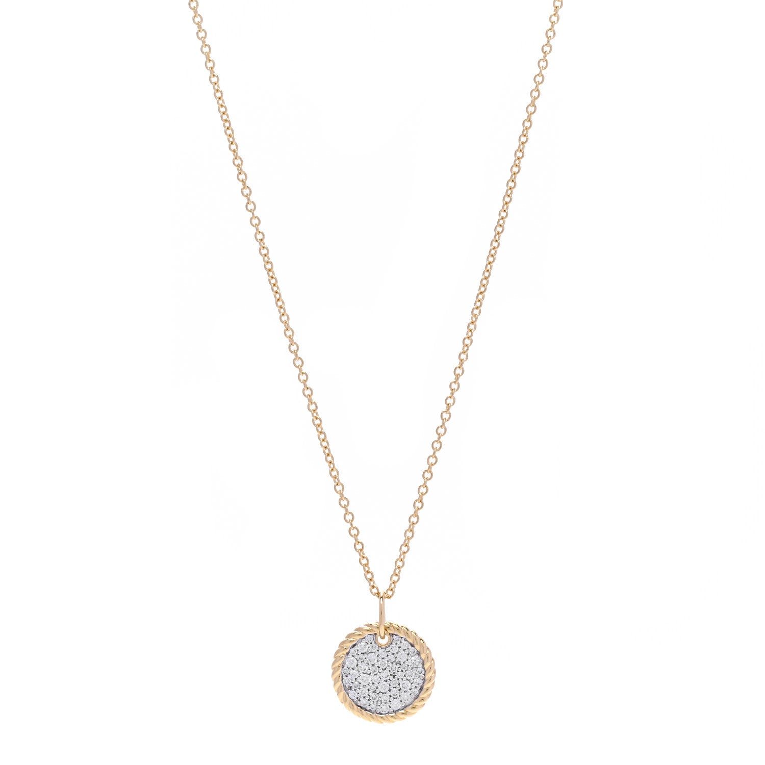 David Yurman 18K Yellow Gold Diamond Cable Collectibles Pave Charm Pendant Necklace 1 of 5