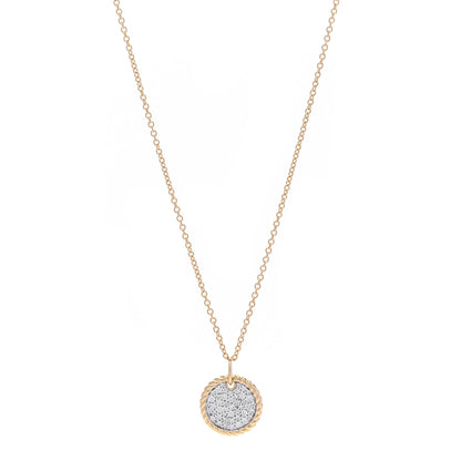 David Yurman 18K Yellow Gold Diamond Cable Collectibles Pave Charm Pendant Necklace 1 of 5