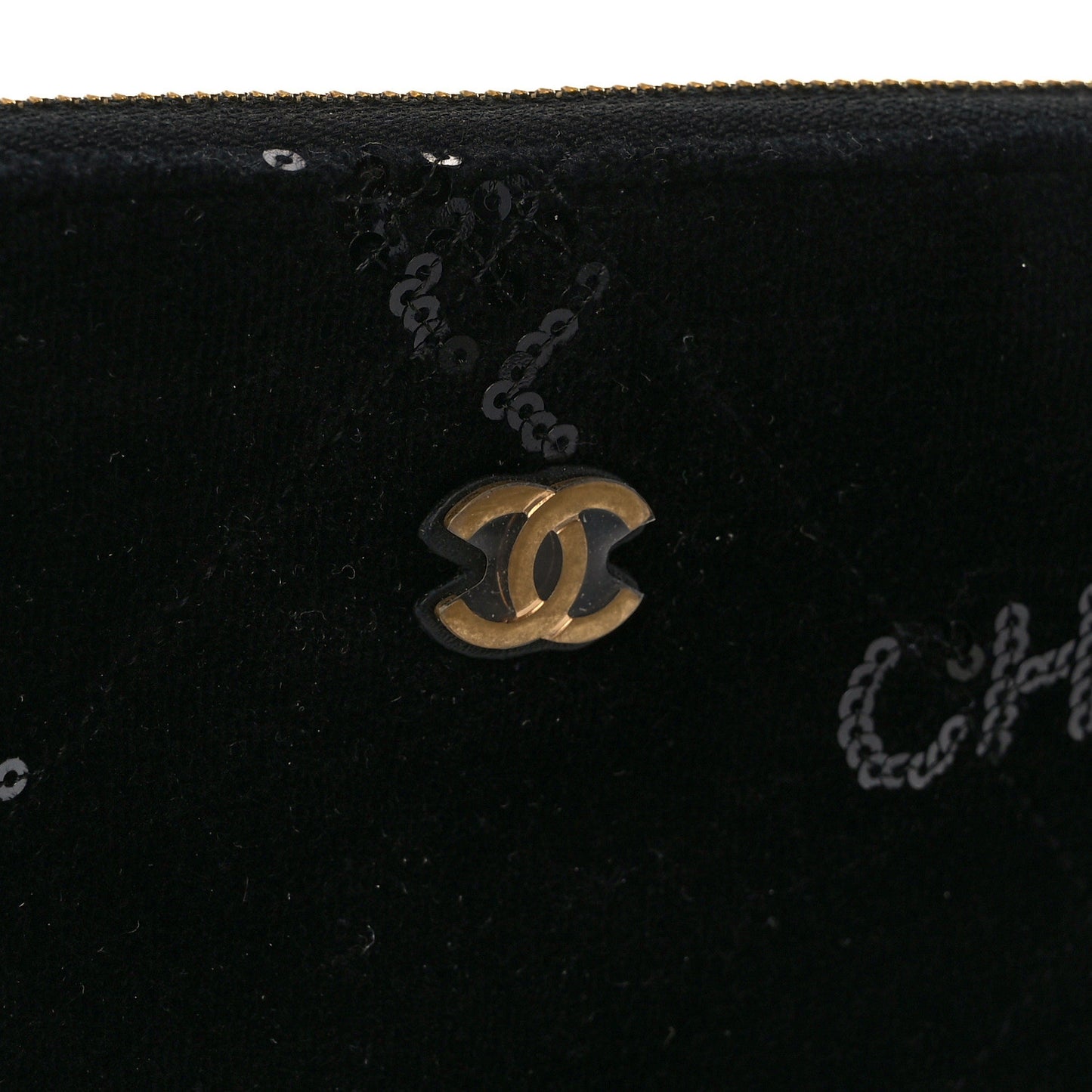 Velvet Sequin Quilted Chanel 22 Removable Pouch Black