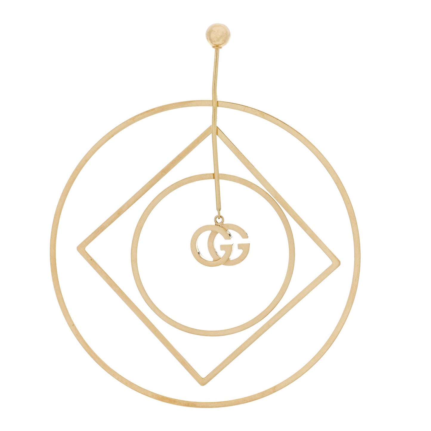 18K Yellow Gold Running G Square Round Single Earring