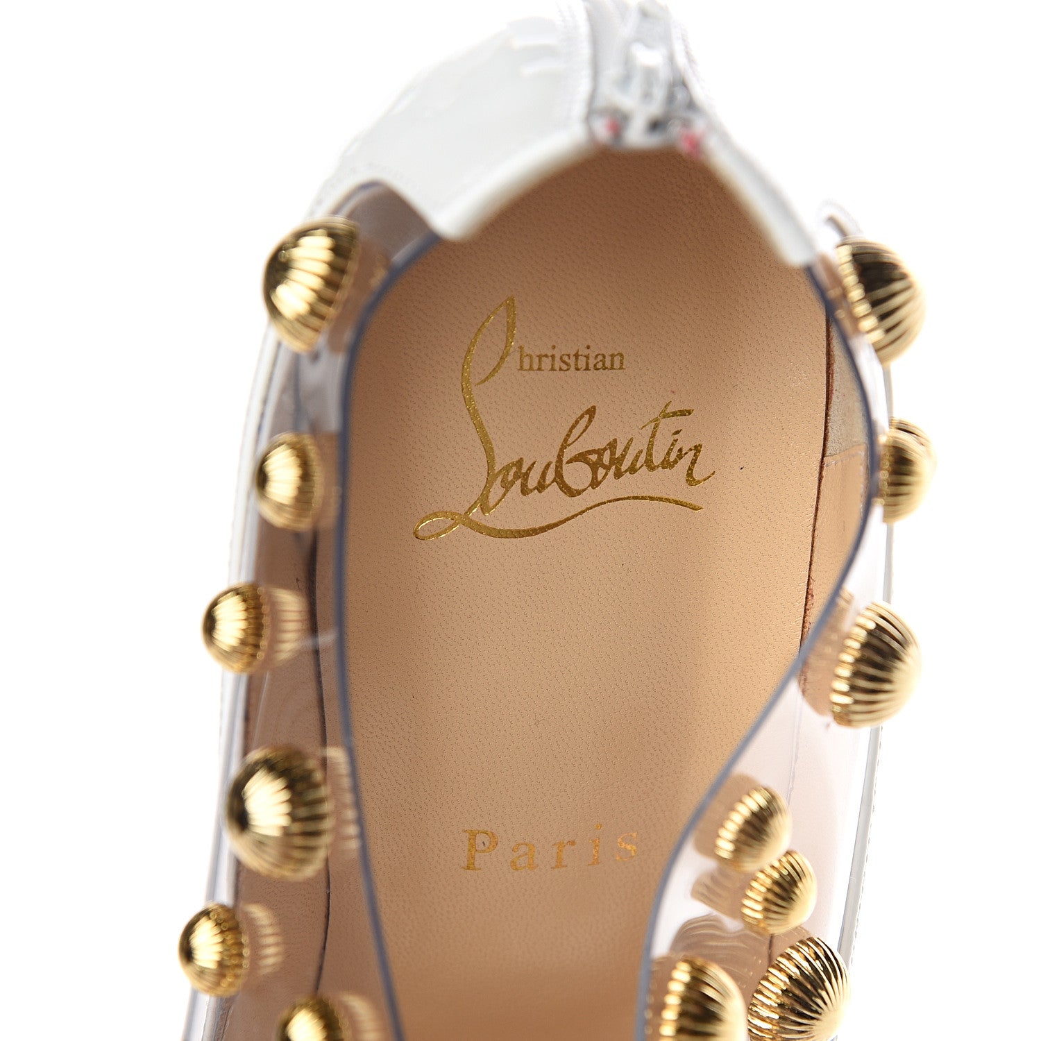 Christian Louboutin Patent PVC Space Odd 55 Pumps 38 Latte Gold 7 of 7