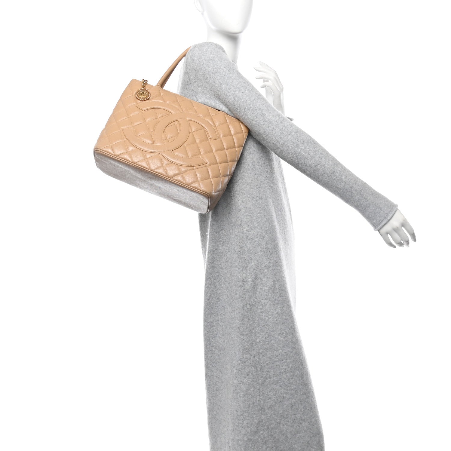 Chanel Caviar Quilted Medallion Tote Beige 2 of 13