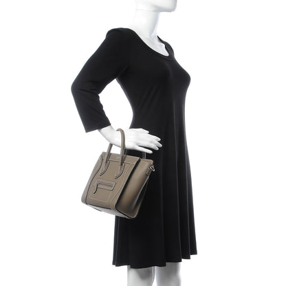 Celine Drummed Calfskin Nano Luggage Souris 3 of 8