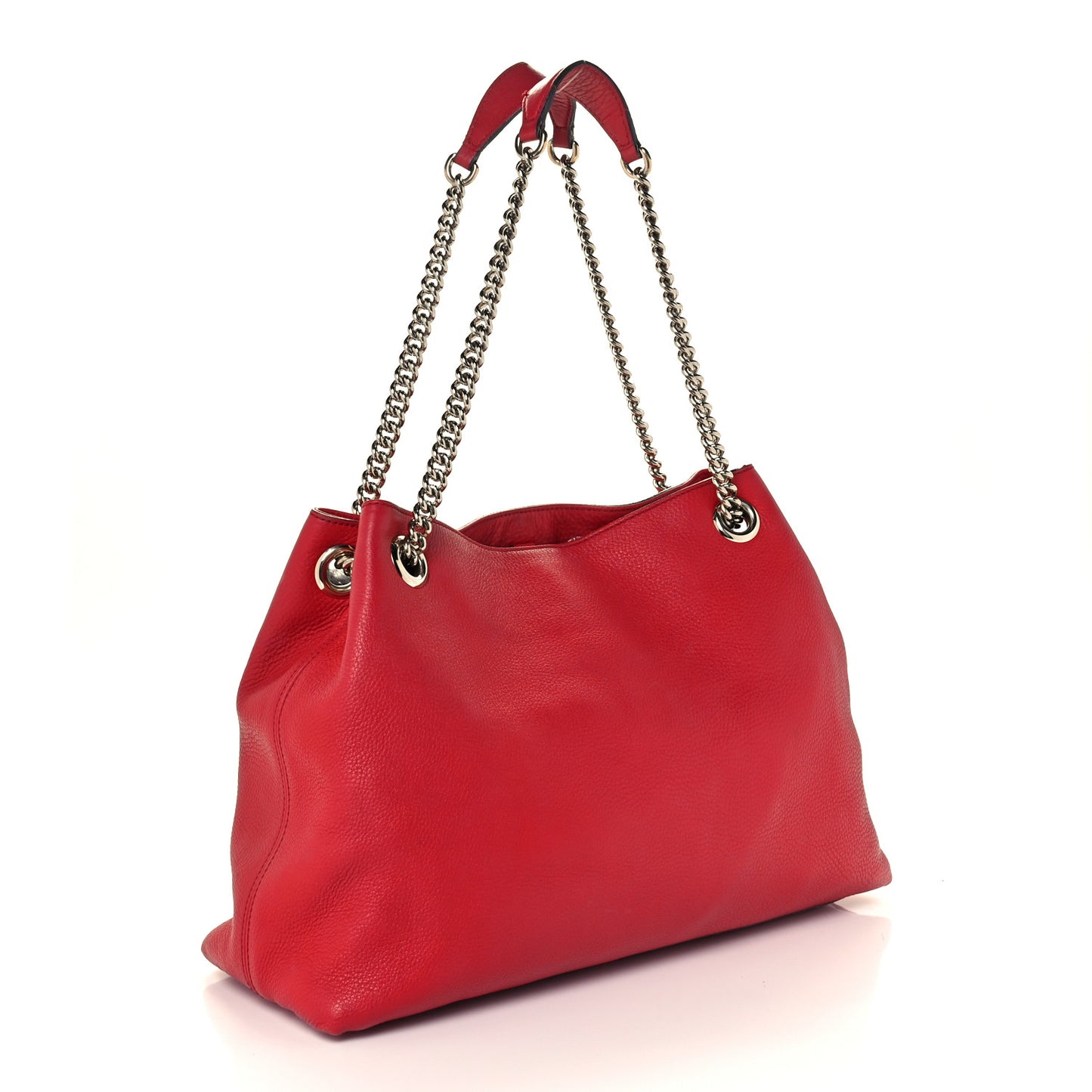 Pebbled Calfskin Medium Soho Chain Shoulder Bag Tabasco Red