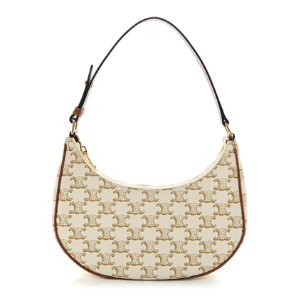 Celine Canvas Calfskin Ava Triomphe Shoulder Bag White 2 of 17