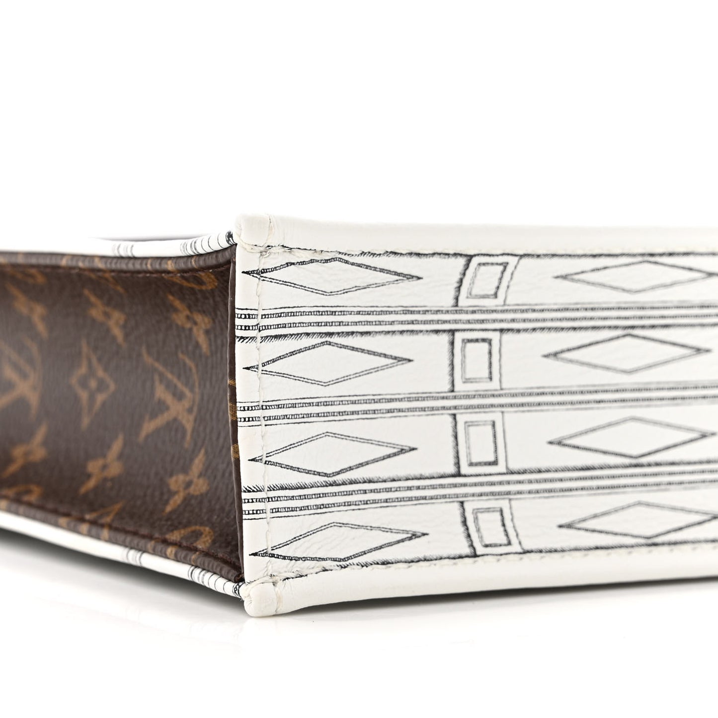 X FORNASETTI Calfskin Architettura Petit Sac Plat Black White