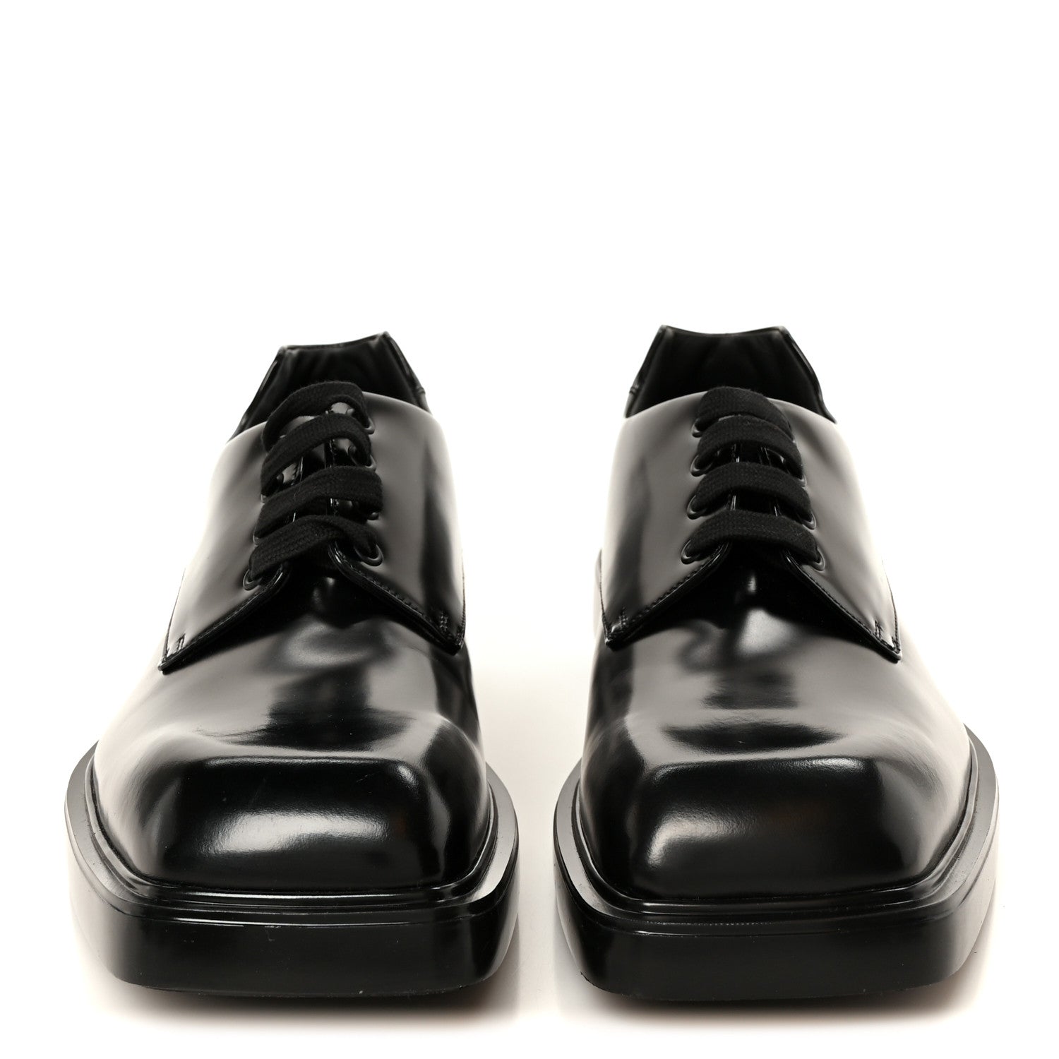 Prada Spazzolato Square Toe Lace Up Derby 9 Black 3 of 10