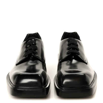 Prada Spazzolato Square Toe Lace Up Derby 9 Black 3 of 10