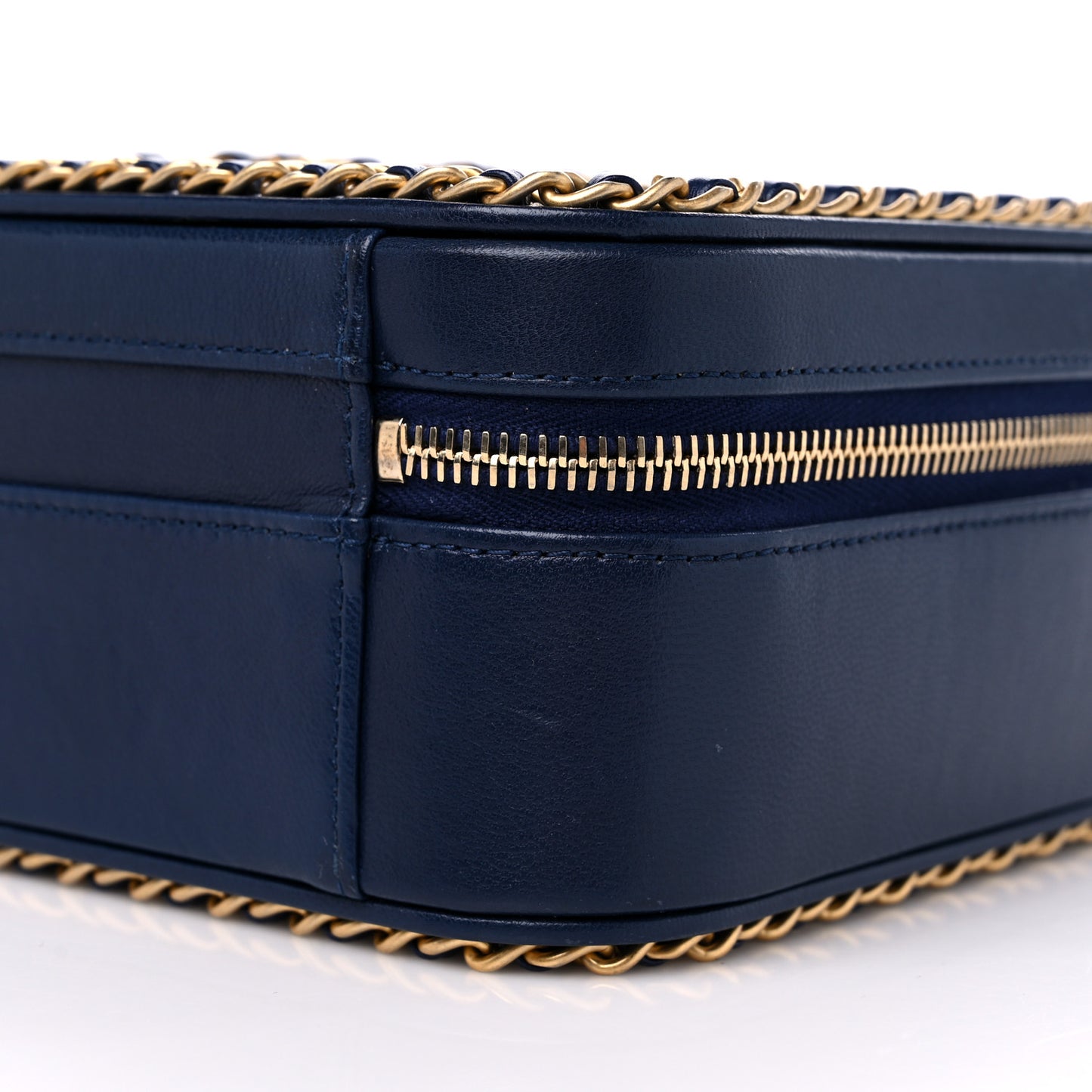 Goatskin Quilted Medium CC Filigree Vanity Case Navy