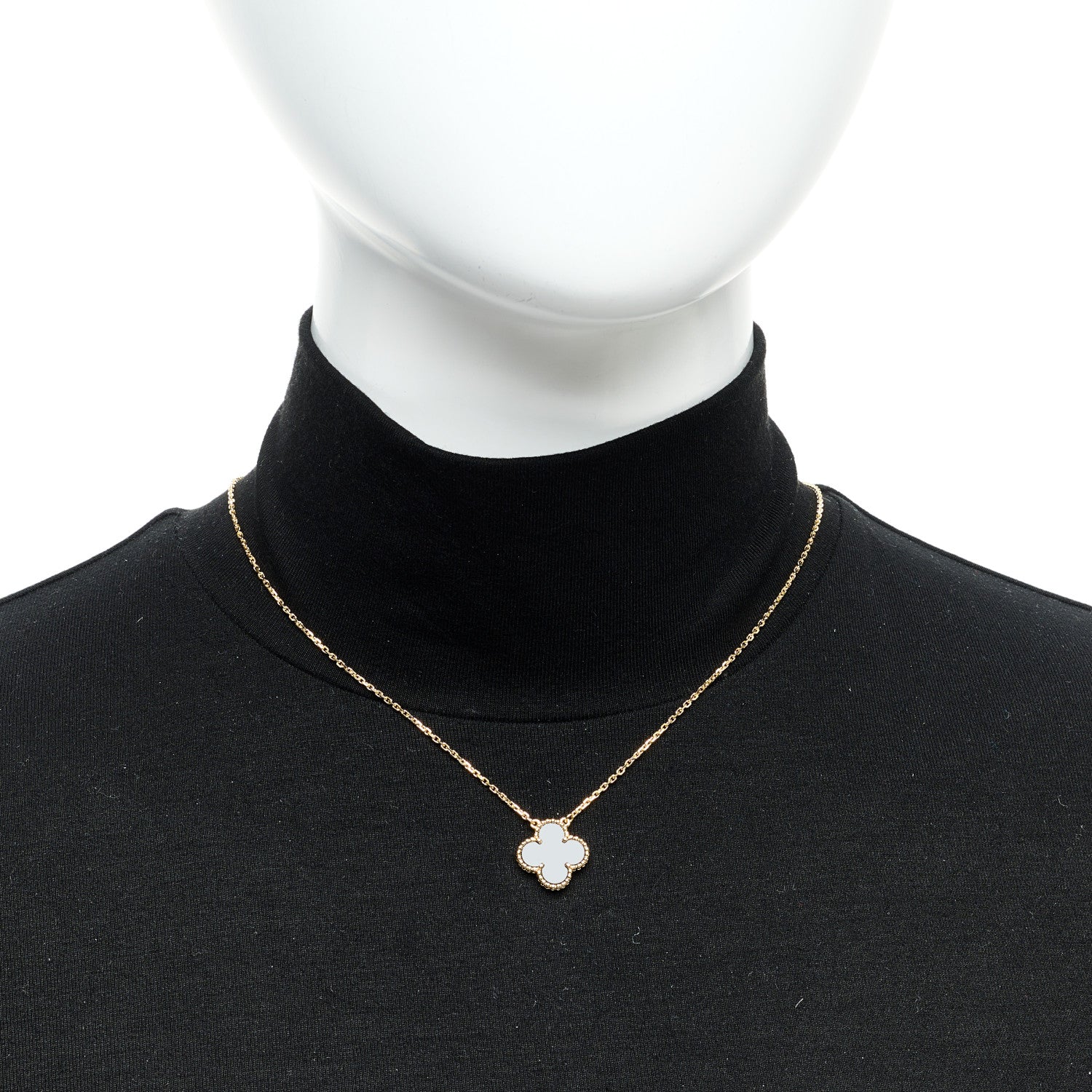 Van Cleef & Arpels 18K Yellow Gold Black Onyx Vintage Alhambra Pendant Necklace 2 of 6