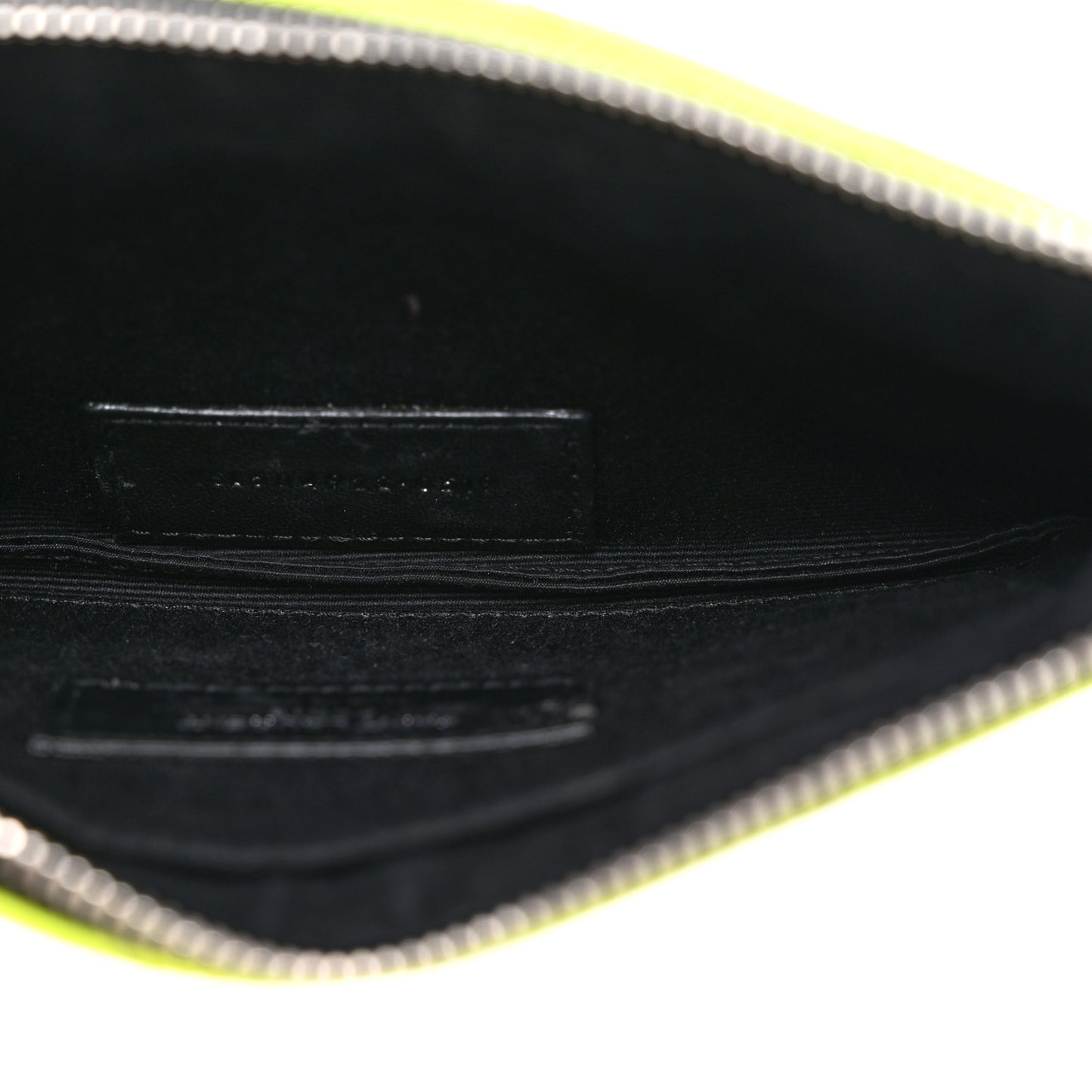 Patent Grain De Poudre Matelasse Chevron Monogram Bill Pouch Neon Yellow
