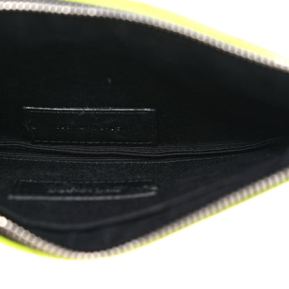 Saint Laurent Patent Grain De Poudre Matelasse Chevron Monogram Bill Pouch Neon Yellow 5 of 9