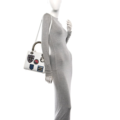 Christian Dior Calfskin Patch Embellished Medium Lady Dior White 2 of 14