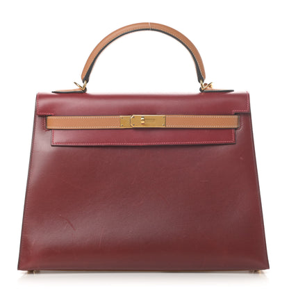 Hermes Box Chamonix Kelly Bi-Color Sellier 32 Rouge H Gold 1 of 20