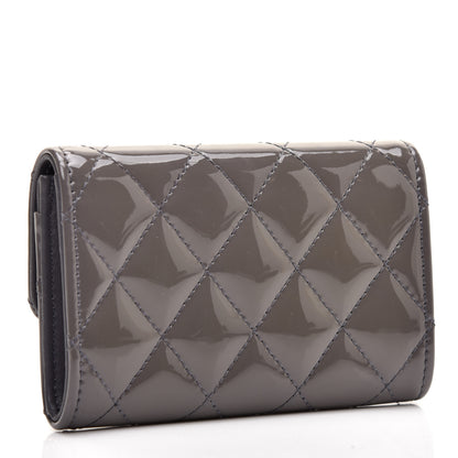 Chanel Patent Quilted Flap Card Holder Dark Grey 3 of 8