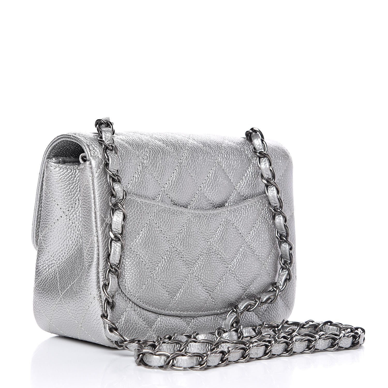 Chanel Metallic Caviar Quilted Mini Square Flap Silver 3 of 10