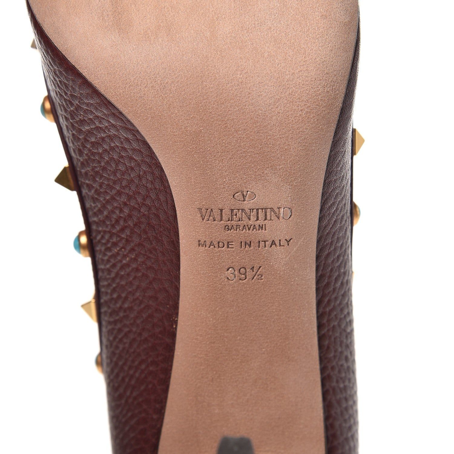 Valentino Garavani Pebbled Calfskin Rockstud Rolling 100mm Pumps 39.5 Rubin 7 of 10