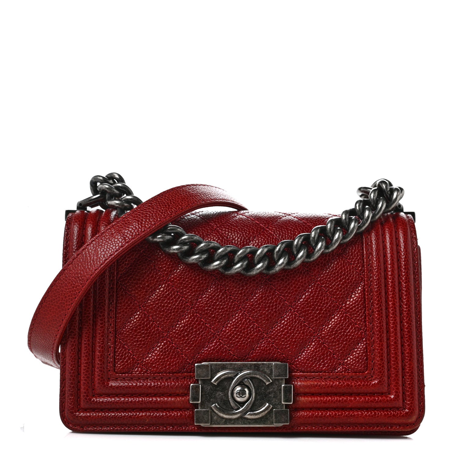 Chanel Caviar Quilted Small Boy Flap Red 1 of 9