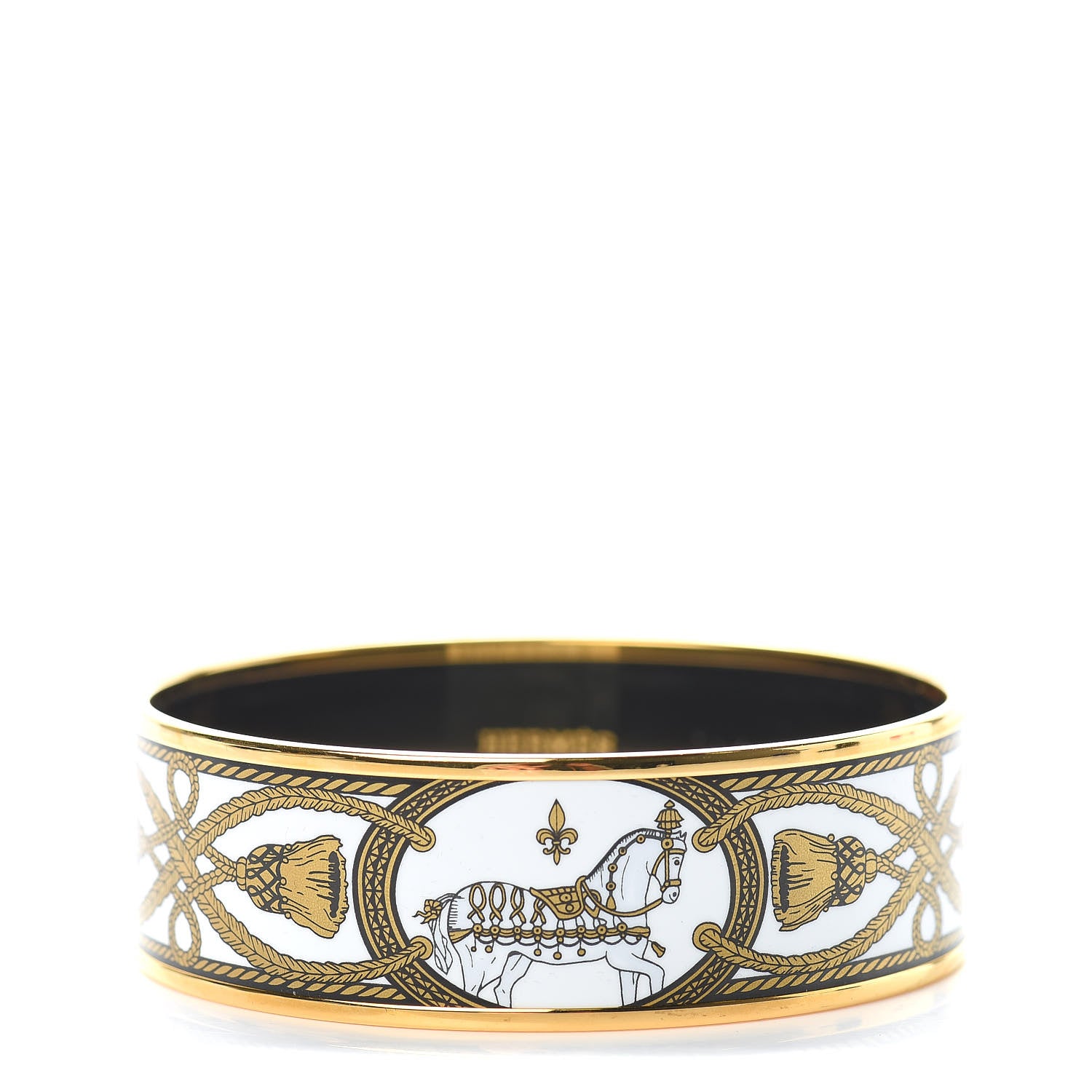Hermes Enamel Printed Wide Grand Apparat Bracelet 70 White 1 of 5