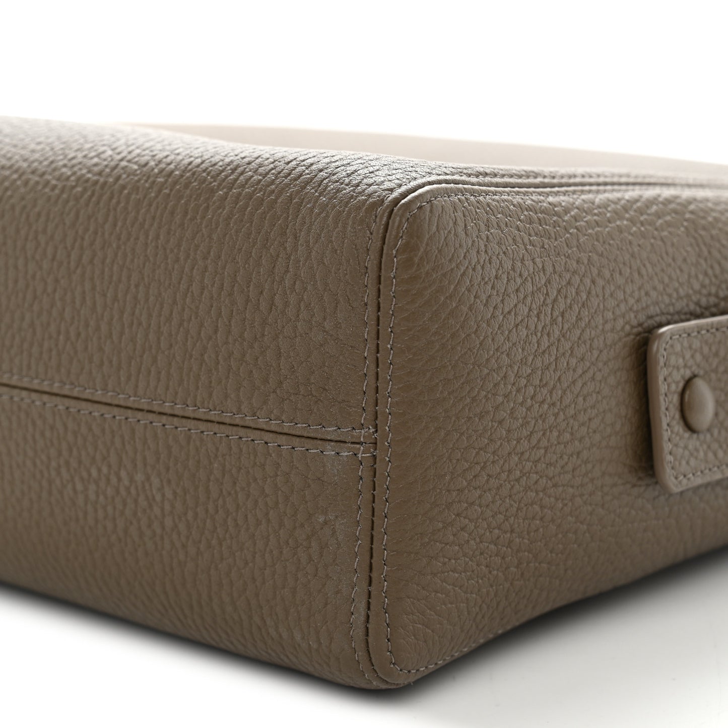 Grained Calfskin Large Zippered Pouch Dark Khaki