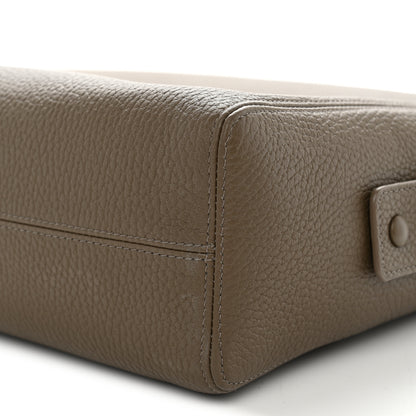 Chanel Grained Calfskin Large Zippered Pouch Dark Khaki 9 of 9