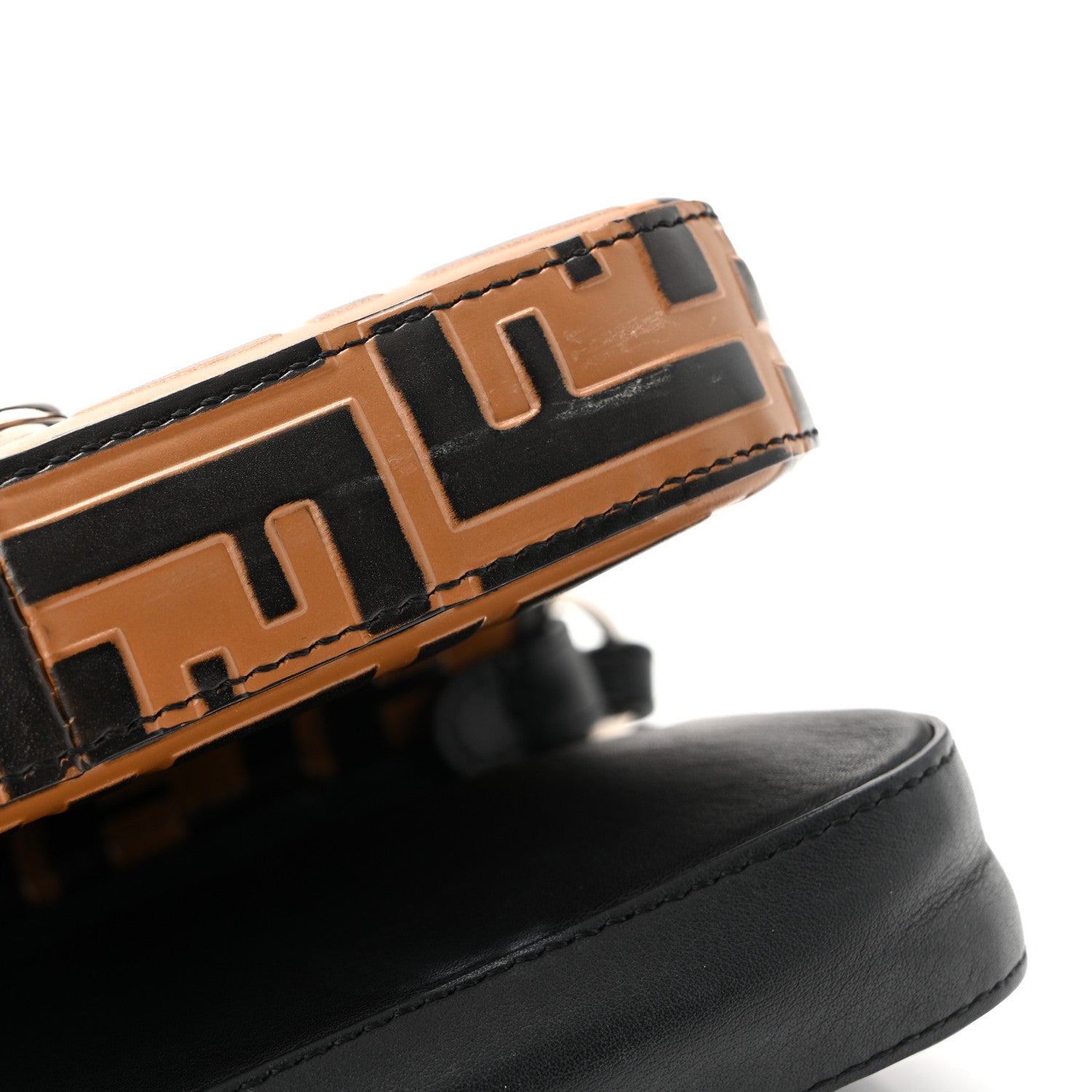Fendi Vitello Dolce F is Fendi FF Embossed Micro Double Baguette Tobacco Black 11 of 12