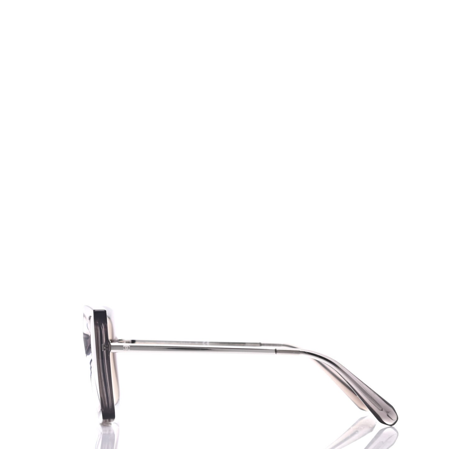 18K White Gold Mirror Square Sunglasses 6051 Gray