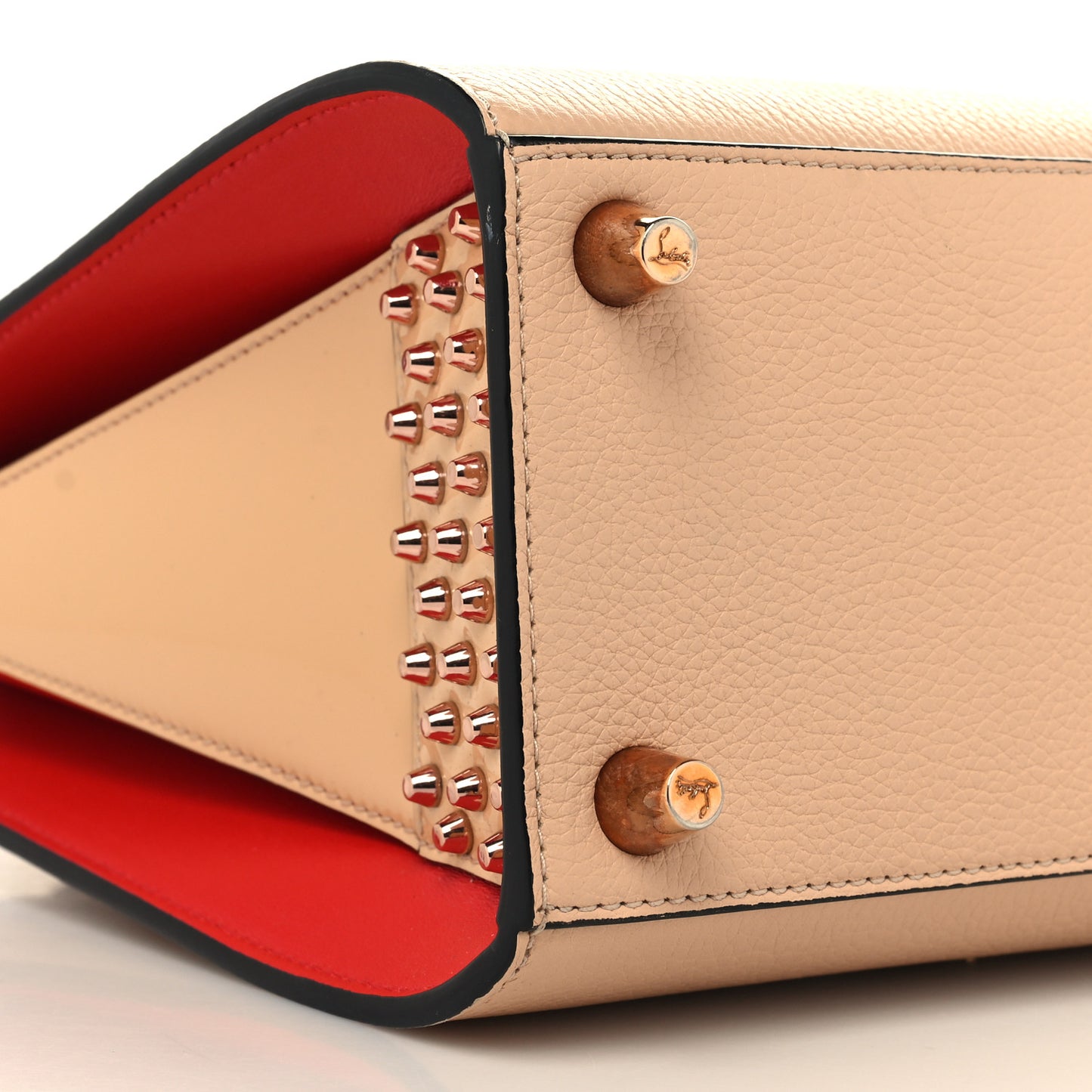 Calfskin Patent Studded Small Paloma Naturel Rose Gold