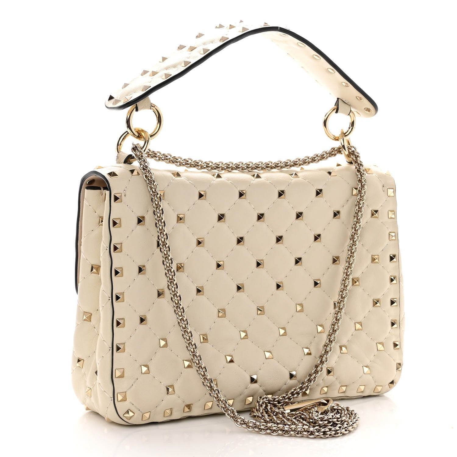 Valentino Garavani Nappa Medium Rockstud Spike Shoulder Bag Light Ivory 3 of 11