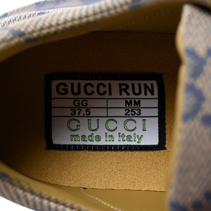 Gucci Ultralight Plume Calfskin Monogram Printed Womens Gucci Run Sneakers 37.5 Beige Blue 6 of 9